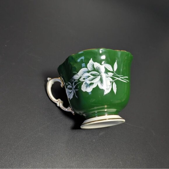 Aynsley Green White Bone China Floral Teacup Gold Trim Vintage - Picture 8 of 13